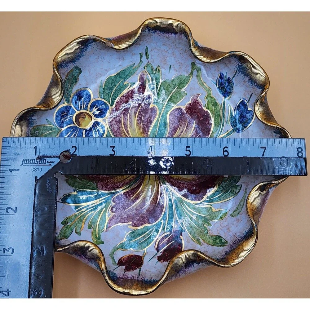 Vintage Handpainted Italian Numbered (3/442) Scalloped Dish